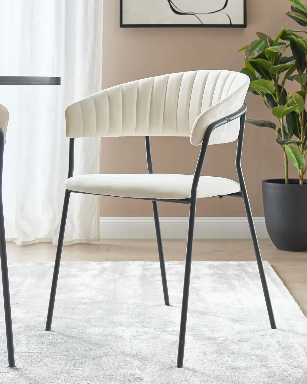 Set of 2 Dining Chairs MARIPOSA Velvet Off-White
