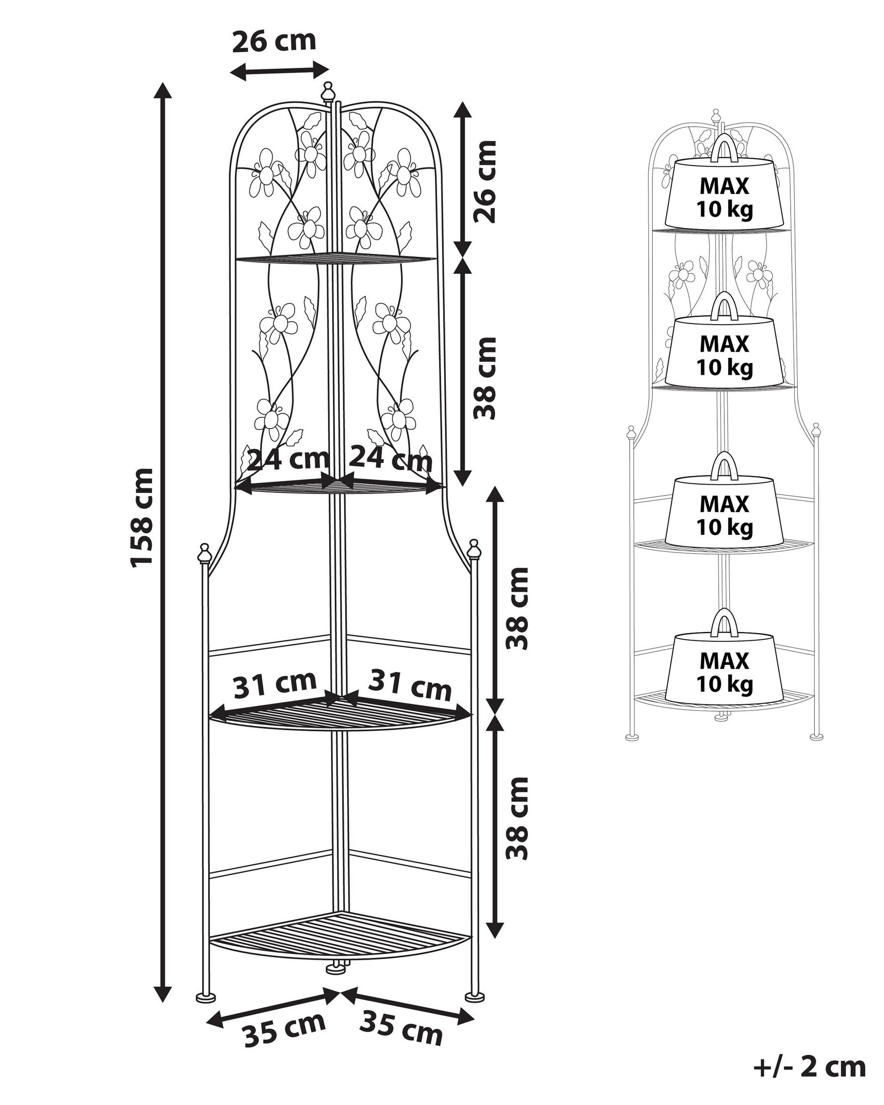 Hörnhyllplan BIELLA 35 cm 158 cm Metall Vit_792354