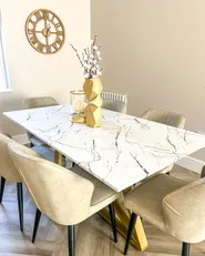 Extending Dining Table MAXIMUS White Marble 160/200 cm 90 cm_1022153