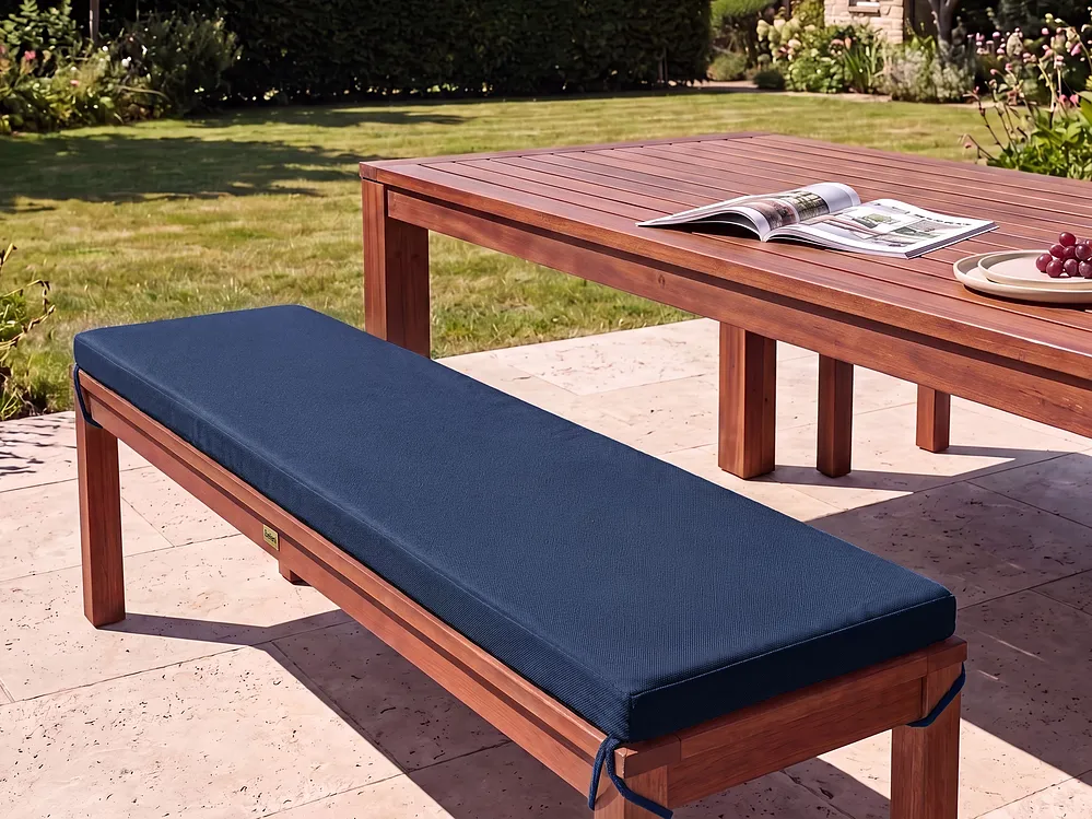 Trädgårdsbänk med dyna TUSCANIA 160 cm Eukalyptusträ Blå_1153865
