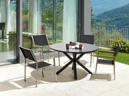 Garden Dining Set 4 Seater MALETTO/GROSSETO Metal Marble Effect Grey/ Black_938098