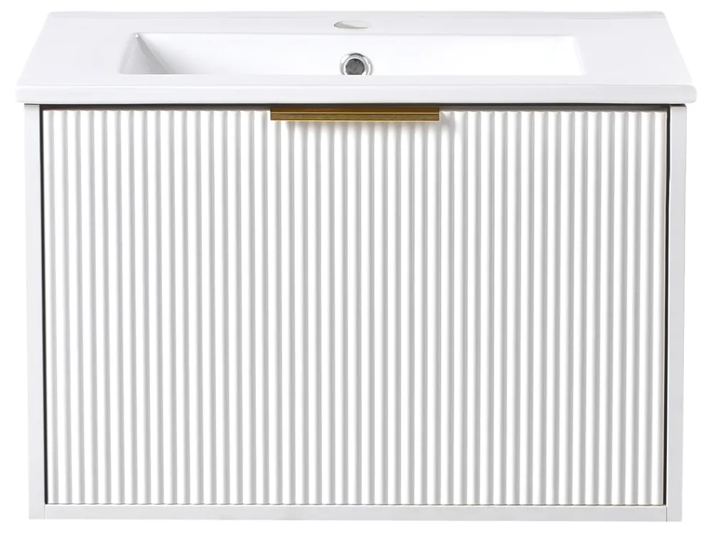 Wall Mounted Vanity Unit with Basin with Gold Handle TILCARA White_1005985