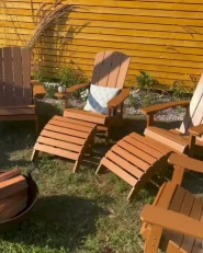 Trädgårdsstol ADIRONDACK med fotpall Brun_971712
