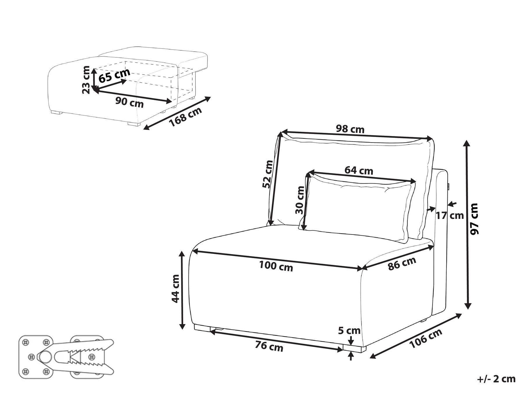1-Seat Section NERBO Fabric Grey_1035145