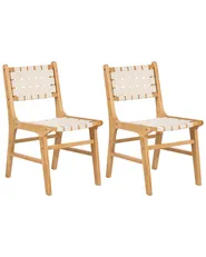 Set of 2 Dining Chairs HUMBLE Wood Light Brown_985642