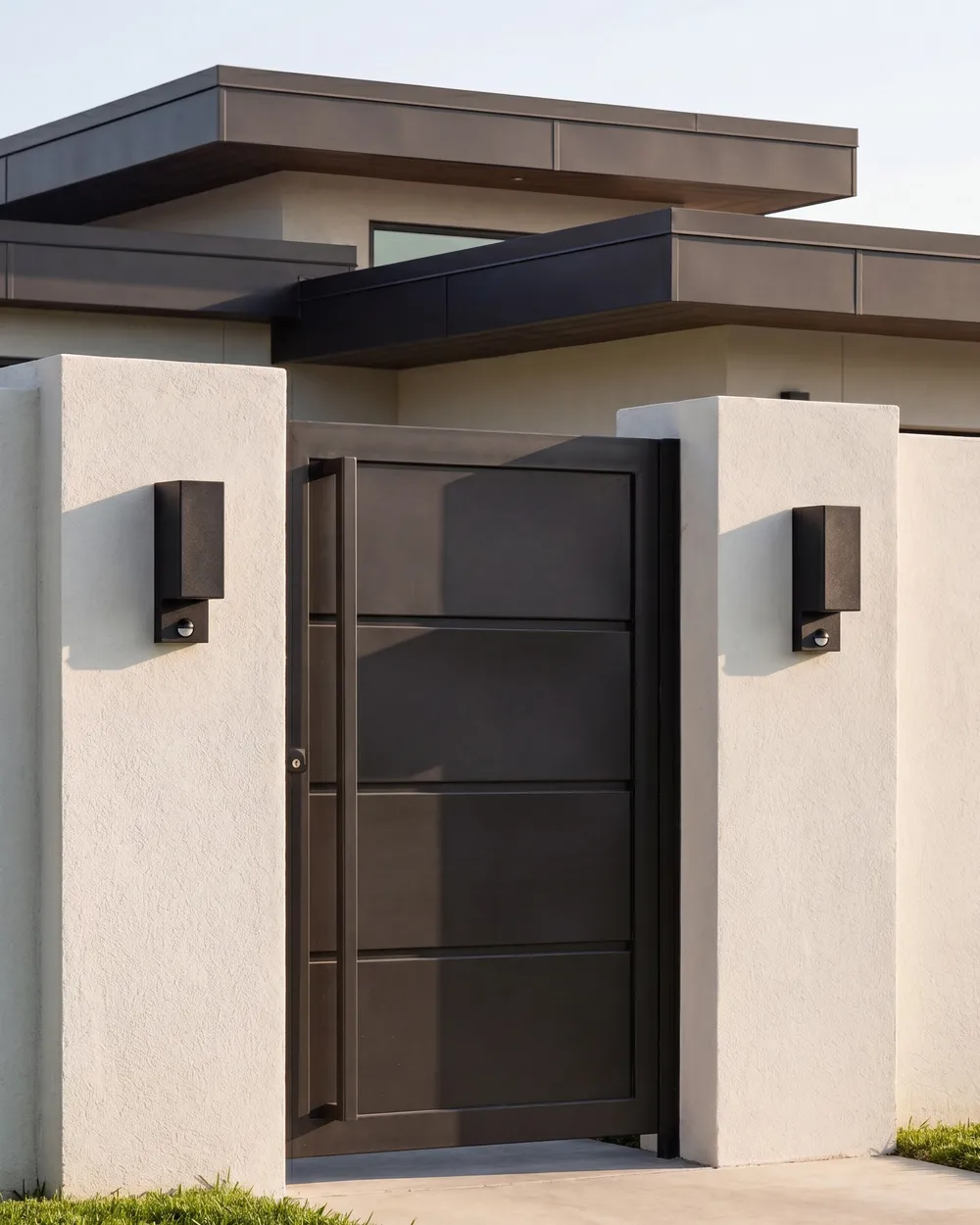 Set of 2 Outdoor Wall Lights LYNE with Motion Sensor Black_1102646