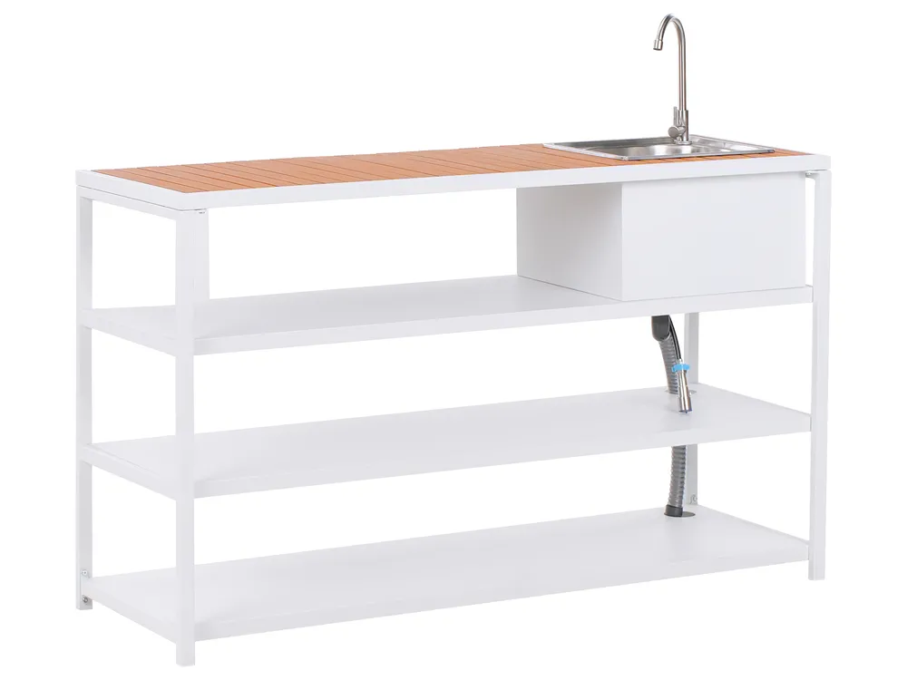 Outdoor Kitchen Island with Sink AVETRANA Brown/ White Metal
