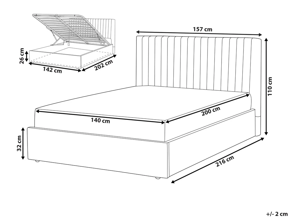 Ottoman Bed VION Boucle Beige 140 x 200 cm (EU Double)_1042707
