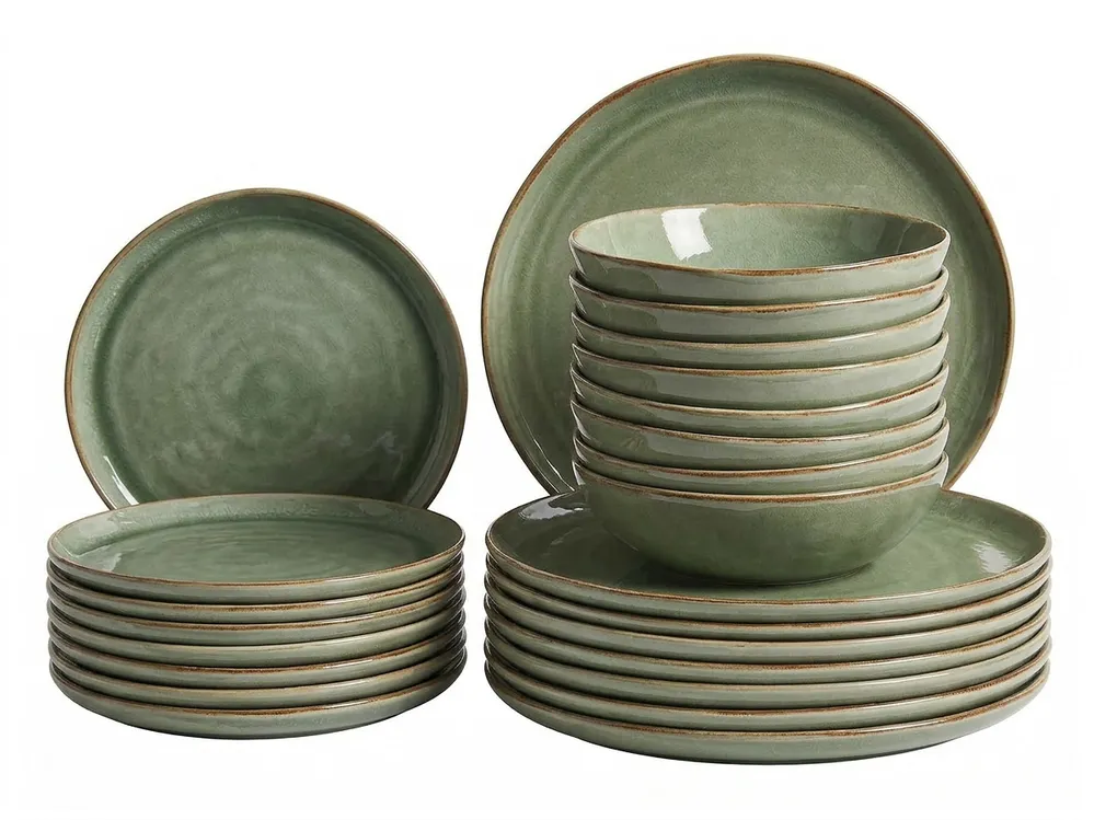 Set of 24 Dinnerware HOPS Stoneware Green