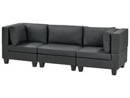 Modular Sofa 3 Seater UNSTAD Faux Leather Black_936287