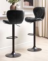 Set of 2 Bar Chairs VALETTA Swivel Faux Leather Black