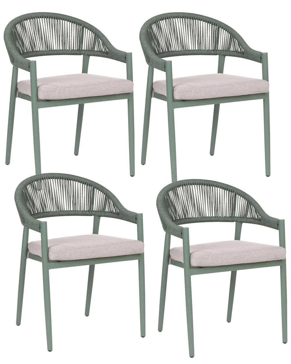 Set of 4 Garden Chairs with Cushions ORMEA Metal Green