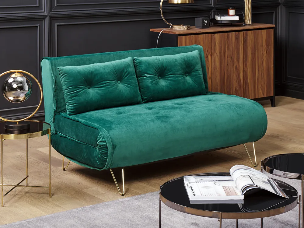 Living Room Set 3 Seater VESTFOLD Velvet Dark Green_808881