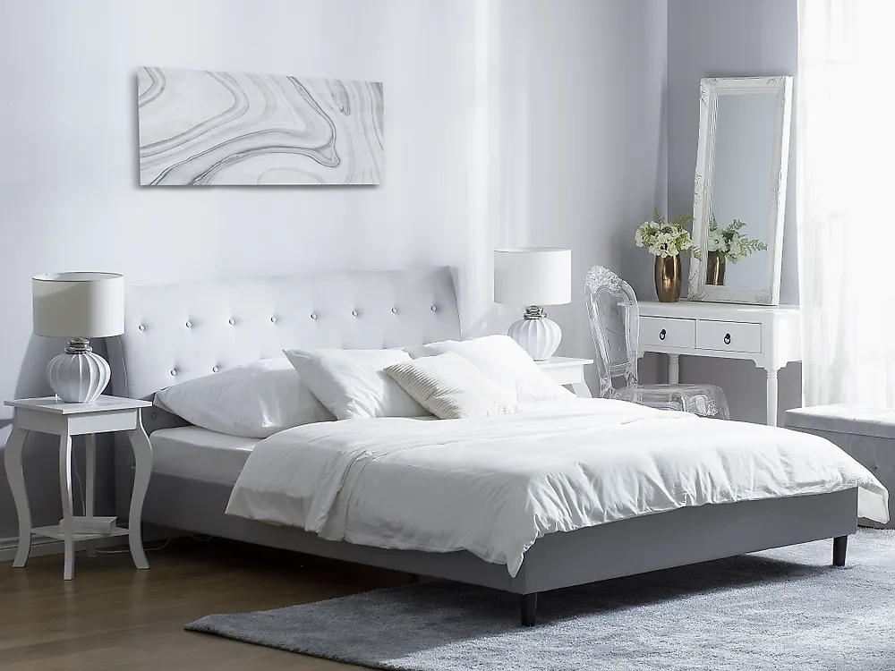 Bed Fabric SAVERNE 140 x 200 cm (EU Double) Light Grey_1178116