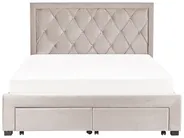 Bed with Storage Drawers LIEVIN Velvet Beige 160 x 200 cm (EU King Size)_858036