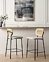 Set of 2 Bar Chairs MAYETTA Rattan Light Beige