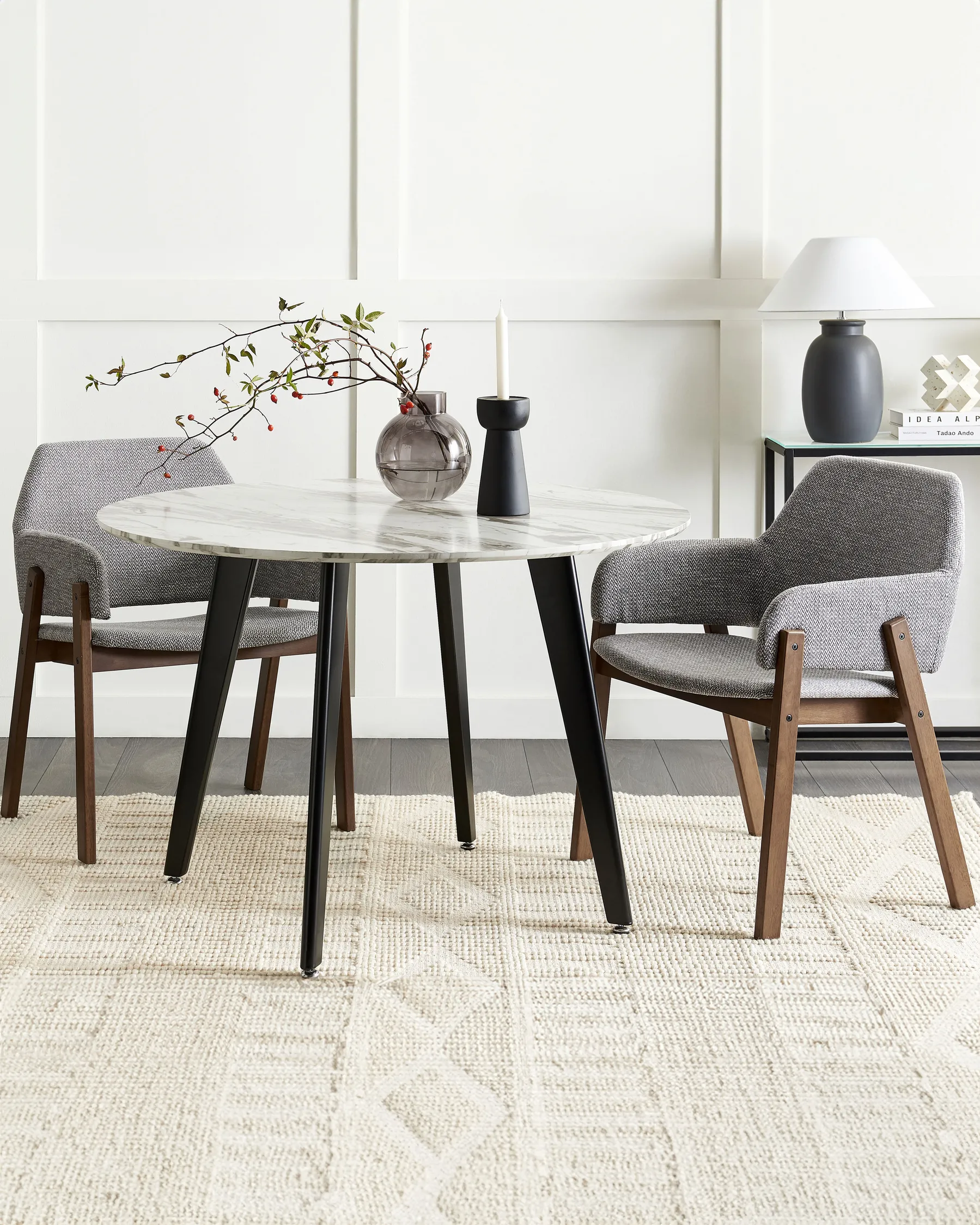 Set of 2 Dining Chairs ALBION Fabric Grey_837798