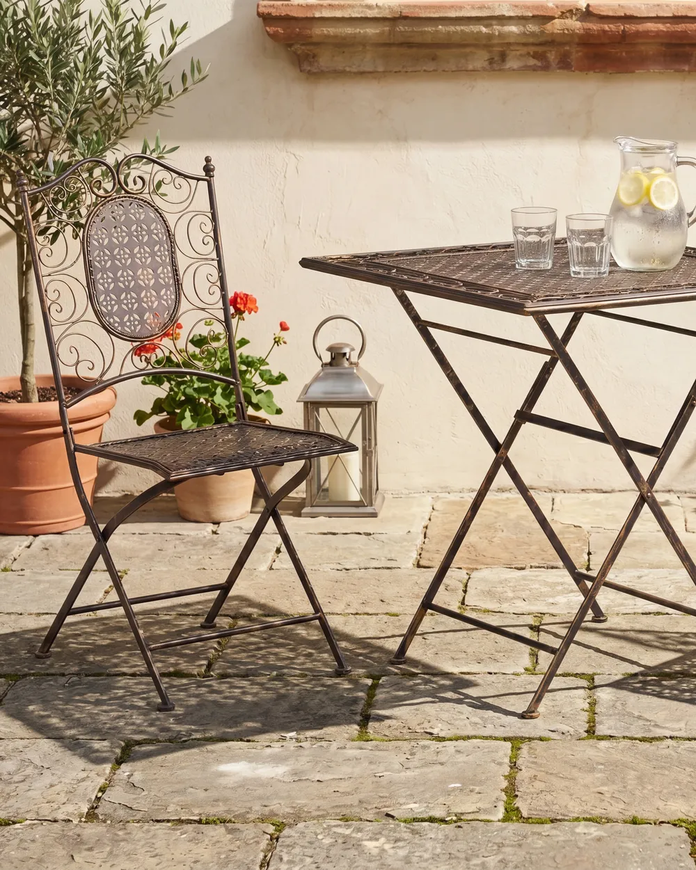 Set of 2 Garden Chairs BORMIO Folding Metal Black