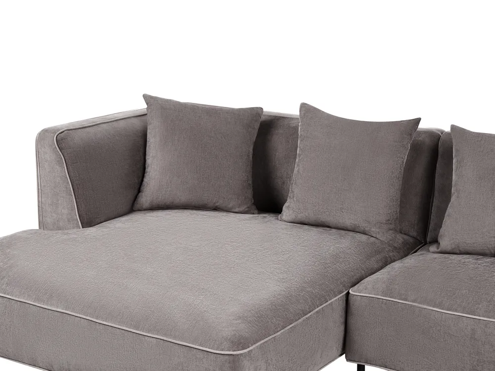 Corner Sofa 3 Seater SATER Chenille Taupe Right Hand_1029120