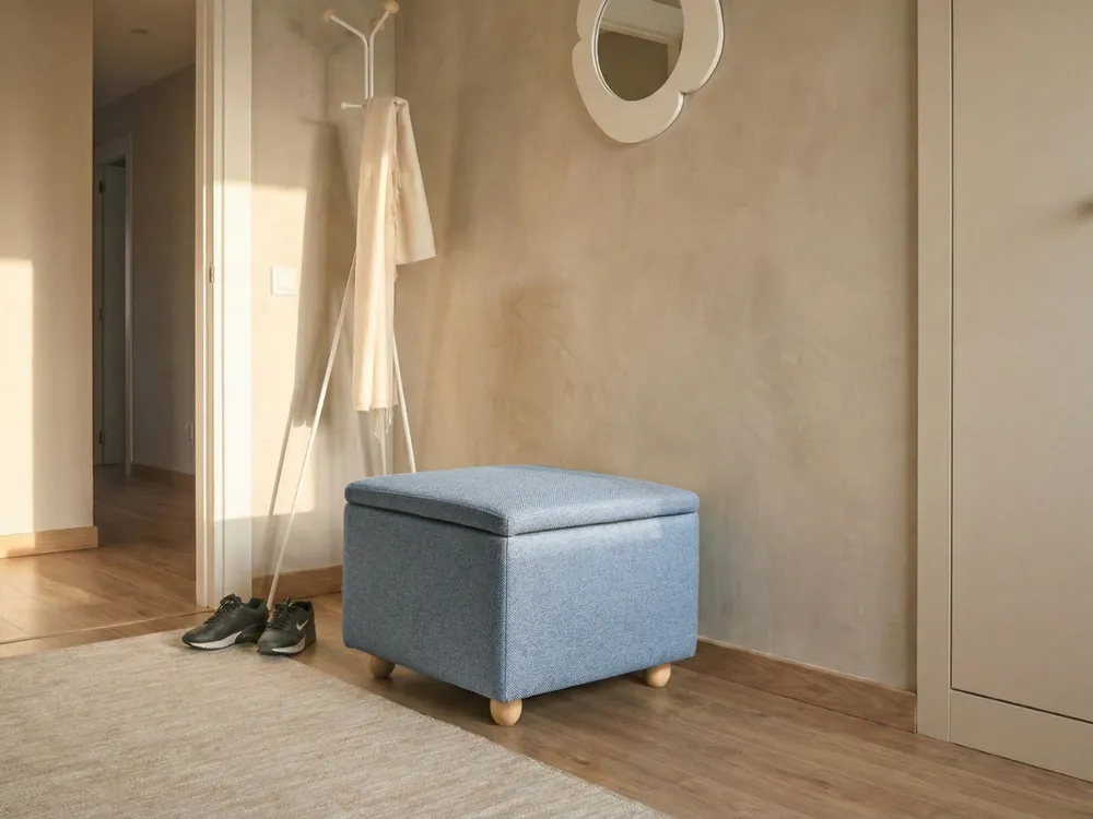 Storage Pouffe FERNDALE Fabric Blue
