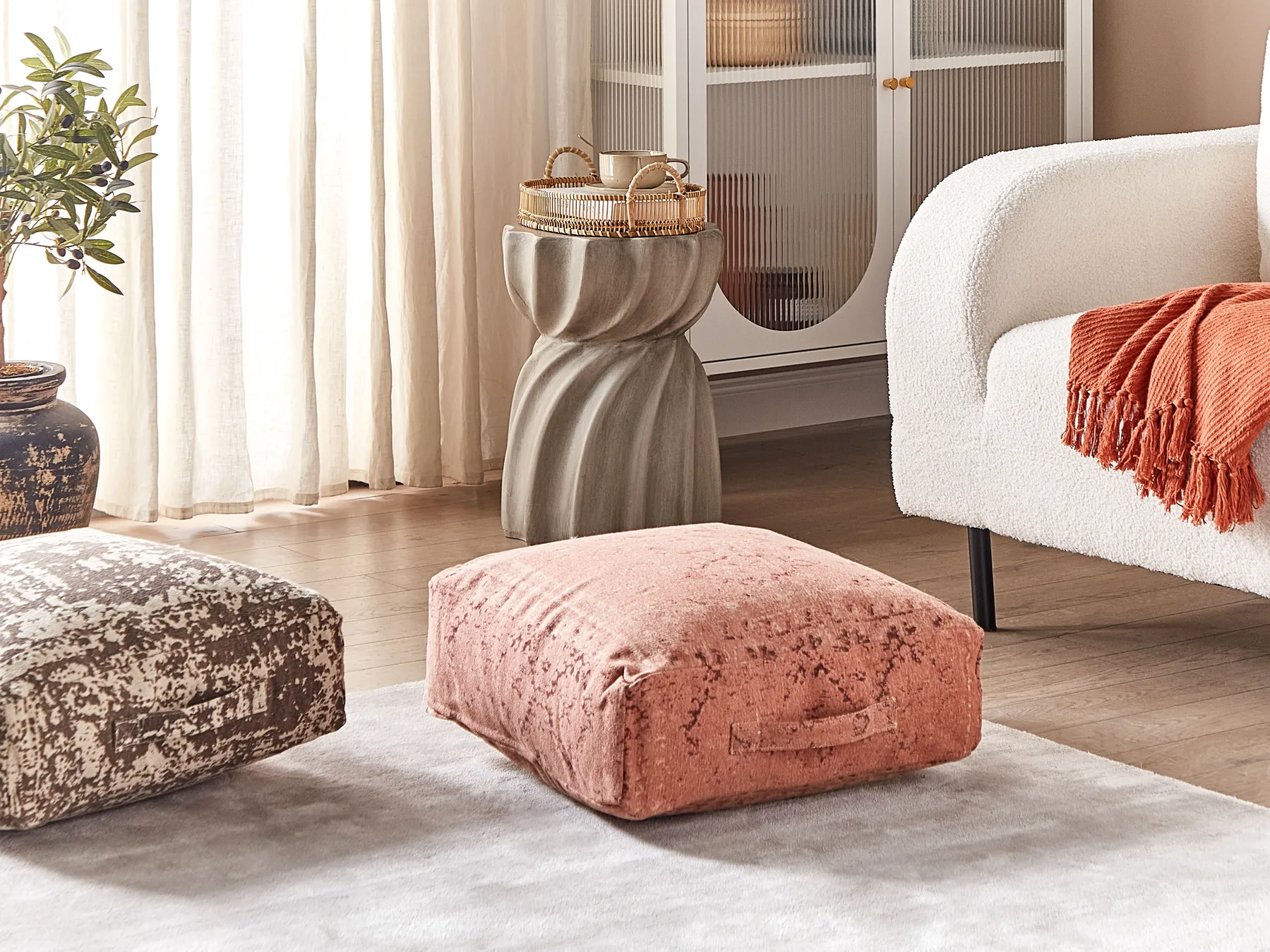 Pouffe SHASA Cotton Light Red_879978