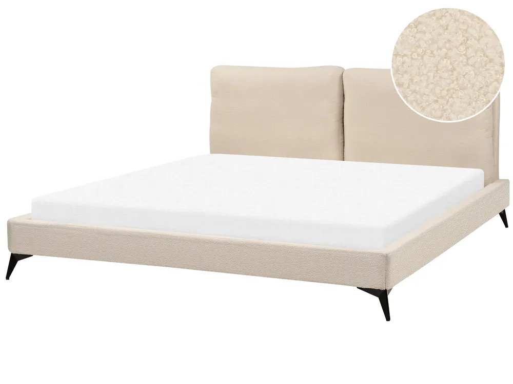 Bed Boucle MELLE 180 x 200 cm (EU Super King) Beige