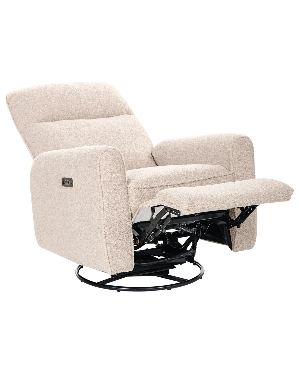 Rocking Electric Recliner Chair FOBOS Swivel Boucle Light Beige_1078699