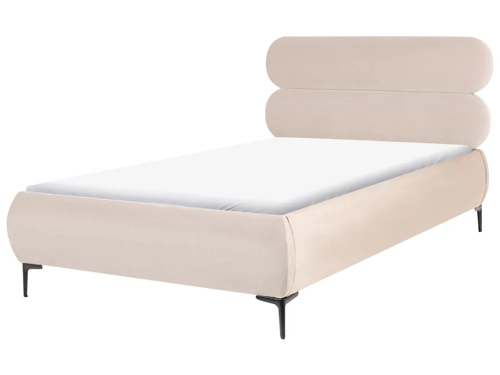 Bed Velvet LESSAY 120 x 200 cm (EU Small Double) Light Beige
