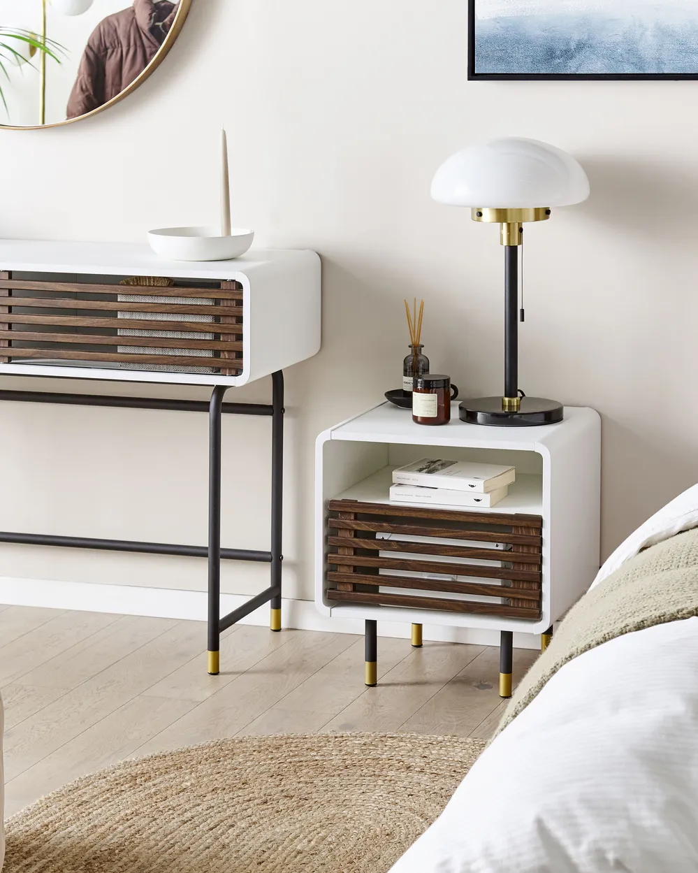 1 Drawer Bedside Table RIFLE White_832813