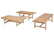 Trädgårdssoffgrupp med bord 3-sits GIAVENO Akaciaträ Off-White_989215