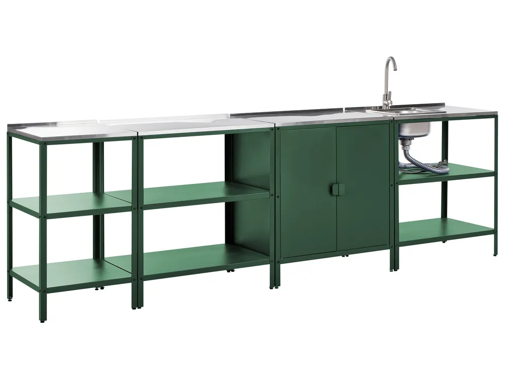4 Piece Outdoor Kitchen Set with Sink VILAMA Green Metal