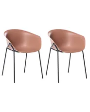 Set of 2 Garden Chairs METEORA Synthetic Material Brown_1045241