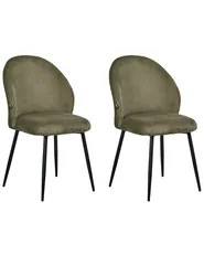 Set of 2 Dining Chairs ELOY Corduroy Dark Green_1006528