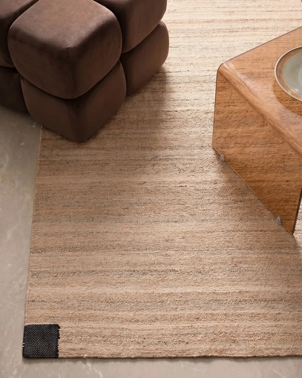 Rug AMRAVATI Black/ Beige 160 x 230 cm Jute_1080826