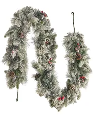 Snötäckt julgirlang LED WHITEHORN 180 cm Vit_813258