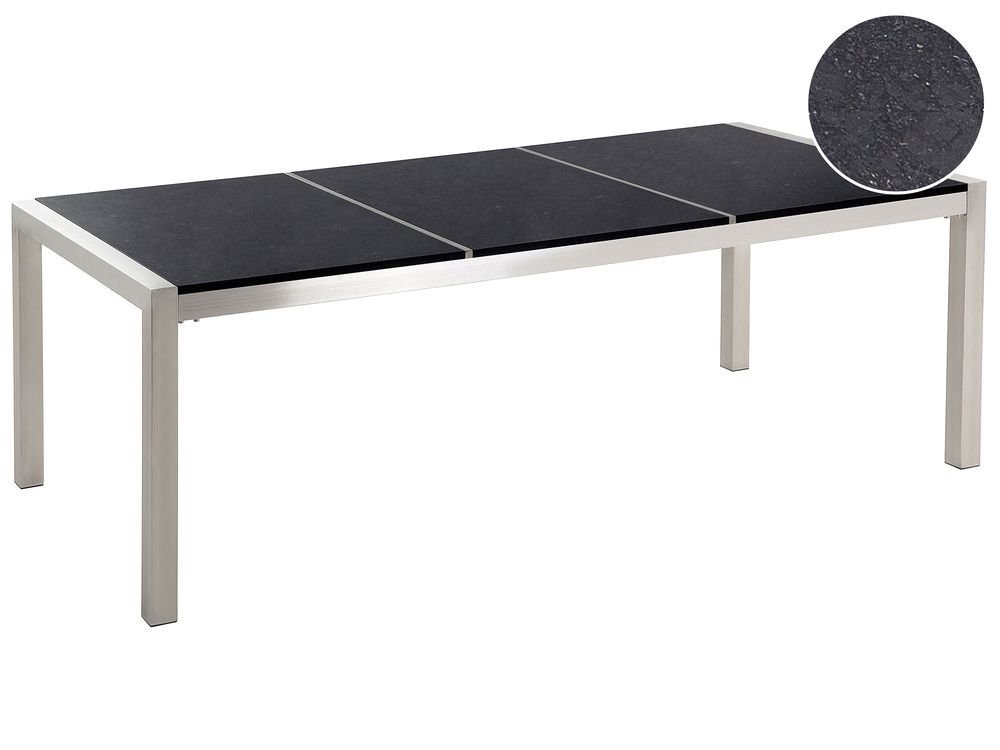 Trädgårdsmatbord GROSSETO 220 cm 100 cm Granit Polerad Svart