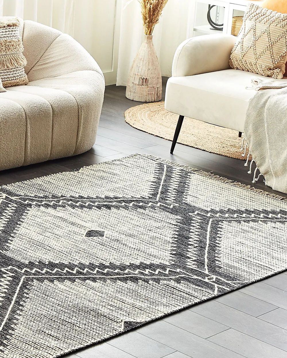 Rug ARBAA Black 160 x 230 cm Cotton_1178989