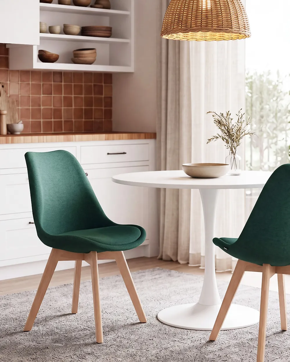 Set of 2 Dining Chairs DAKOTA II Fabric Green_1187009