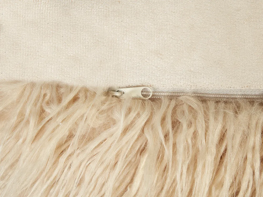Pouffe CONROE Faux Fur Beige_938802