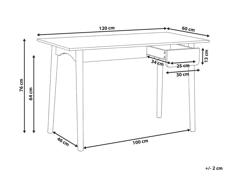 Home Office Desk VITRION 120 cm 60 cm Light Brown/ White_1067930