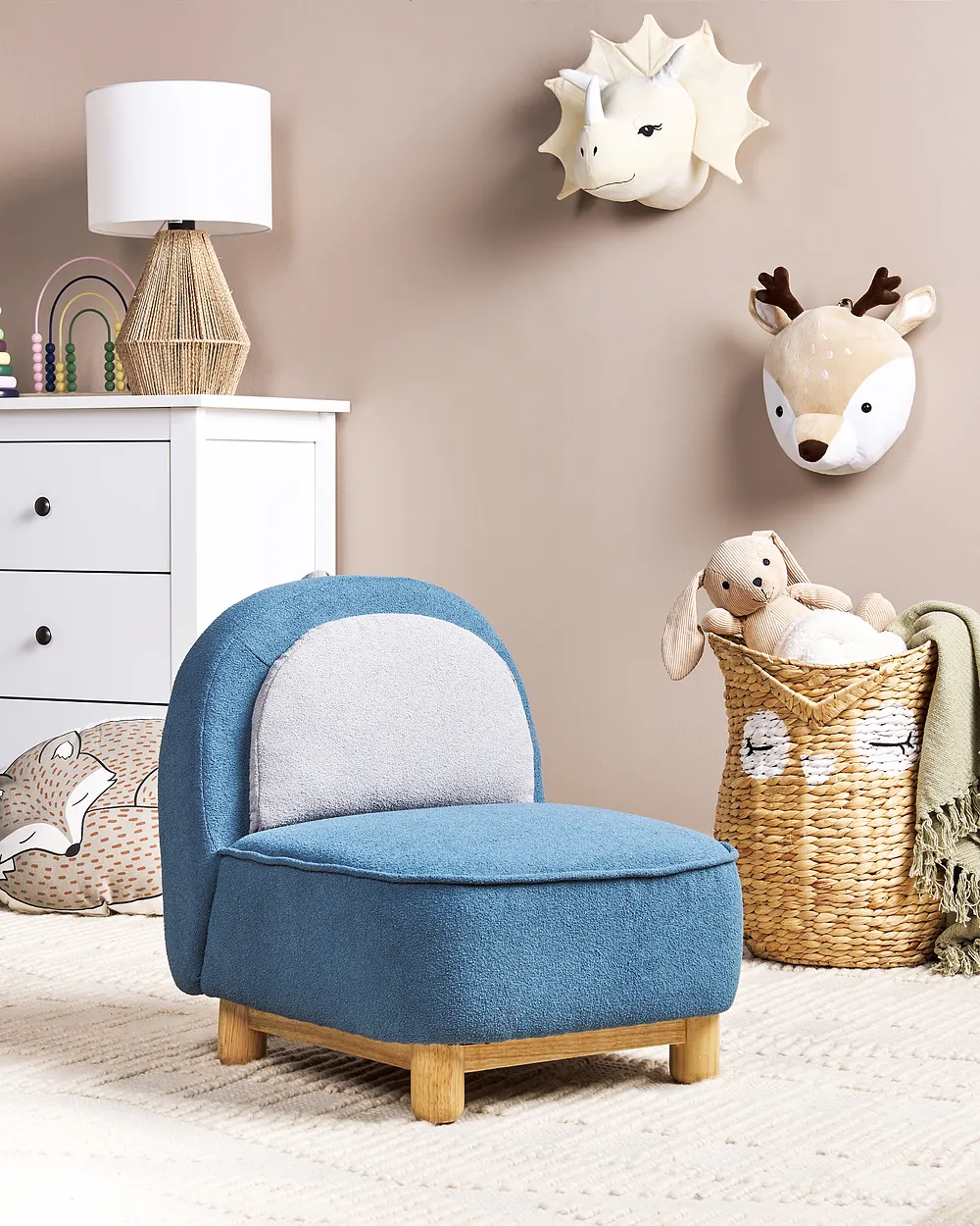 Kids Armchair Dinosaur FABORG Fabric Blue_1154609
