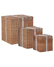 Set of 3 Baskets Christmas Gifts CADEAU Rattan Natural_880268