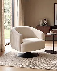 Swivel Armchair NORAGER Fabric Light Beige_1165187