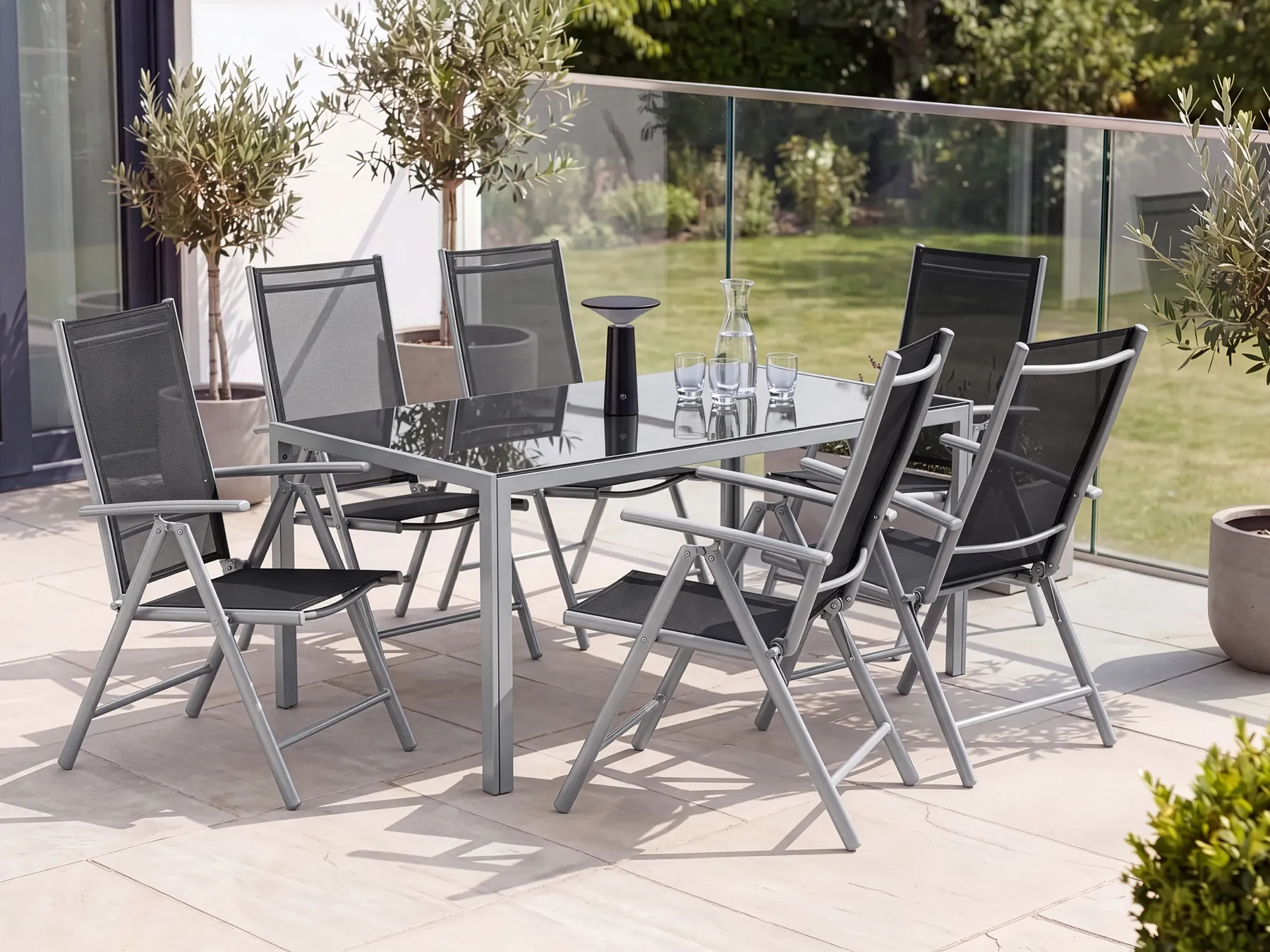 Garden Dining Set 6 Seater CATANIA Black_424999