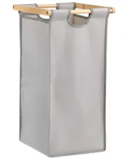 Set of 3 Laundry Baskets with Shelf TOROTAL Bamboo Light Brown/ Grey 120 L_1136251