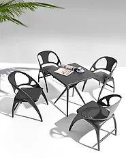 Puutarhatuolisetti 4 kpl NEMI taitettava Musta_1171449
