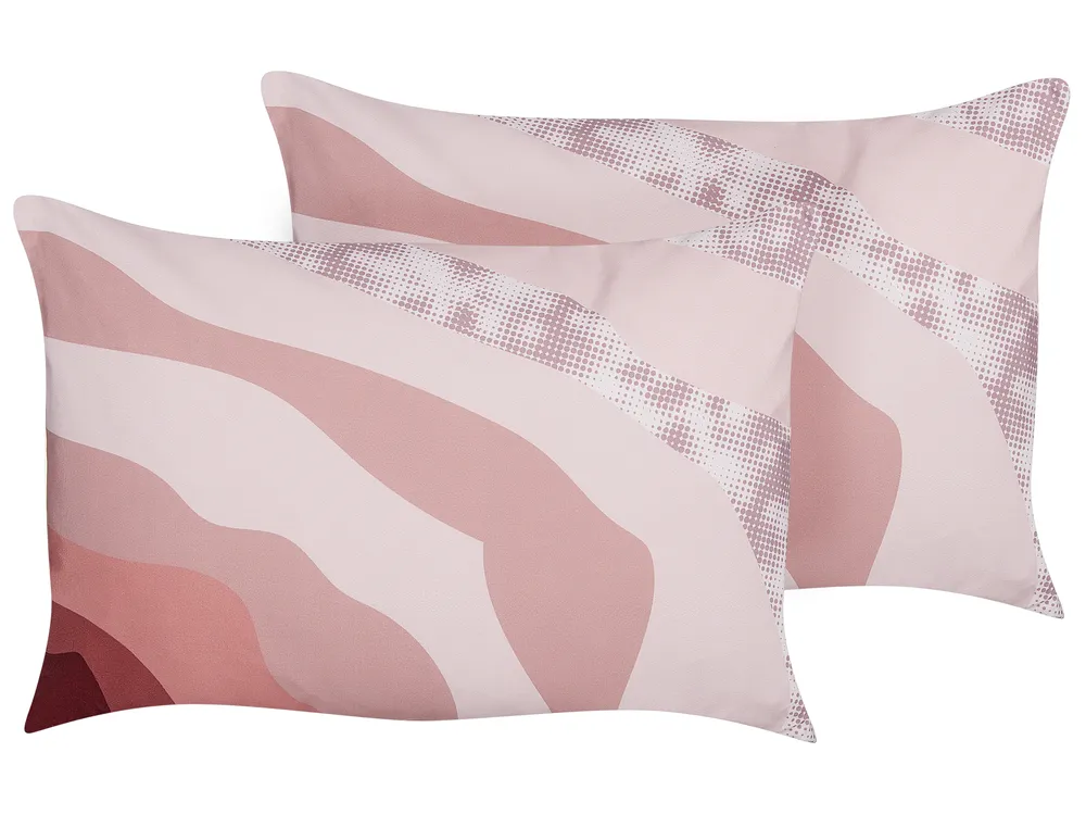 Set of 2 Outdoor Cushions CAMPEI Abstract Pattern 40 x 60 cm Pink