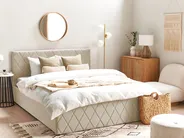 Säng med förvaring ROCHEFORT Sammet Beige 160 x 200 cm_857288