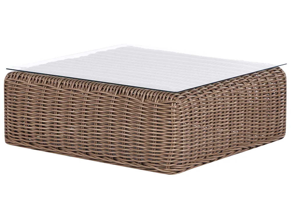 Garden Corner Sofa with Ottoman 6 Seater PALERMO Modular PE Rattan Brown_927919