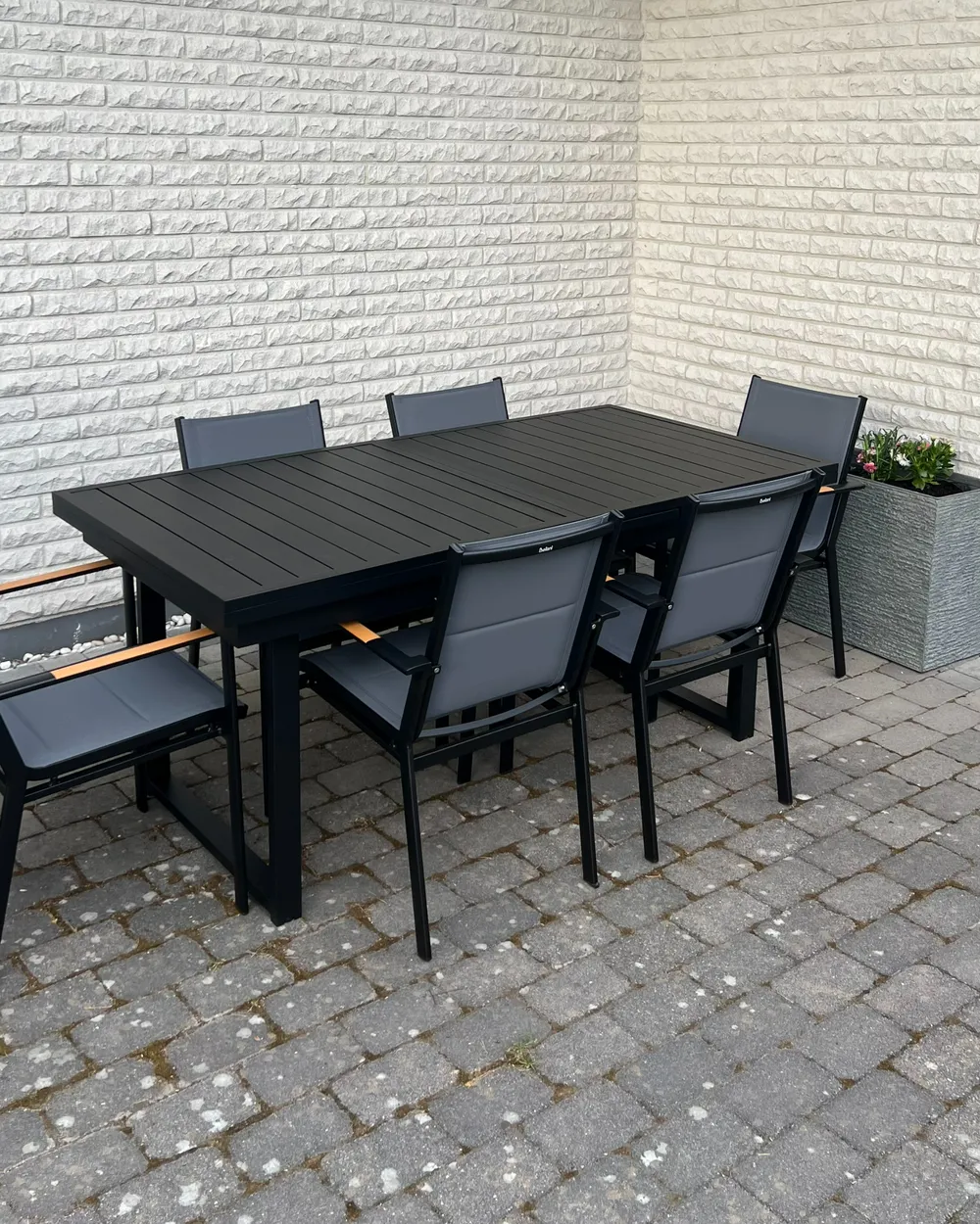 Trädgårdsmatgrupp 8-sits VALCANETTO/BUSSETO Metall Svart_985098